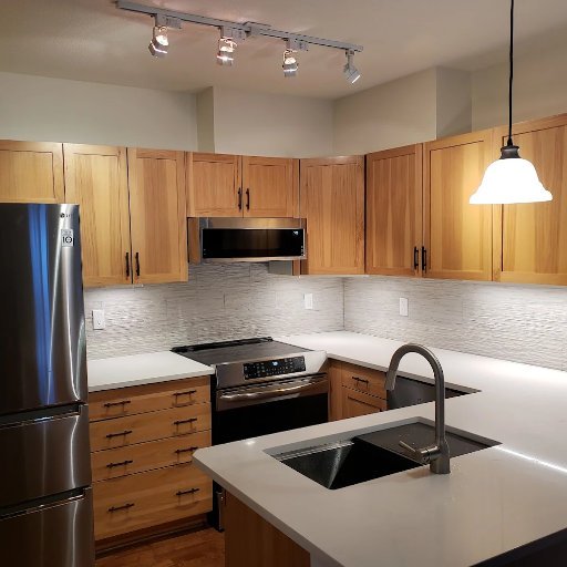 Kitchen Renovation with marble countertop and complex lighting system